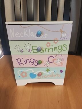 Pastel Jewelry Organizer Chest - Necklaces Earrings Rings Bracelets